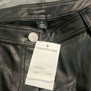 Size 10, wide bottom, black, leather pants, brand new tag
